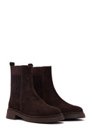 Woman Brown Suede Chelsea Boots | Derimod
