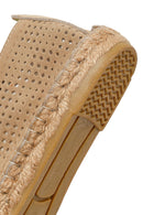 Women's Beige Patterned Suede Leather Espadrilles | Derimod