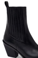 Woman Black Chunky-Heeled Leather Chelsea Boots | Derimod