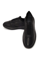 Male Black Lace-Up Thick-Soled Leather Sneaker | Derimod