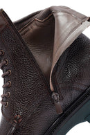 Men's Brown Lace-Up Zipper Detailed Leather Casual Boots | Derimod