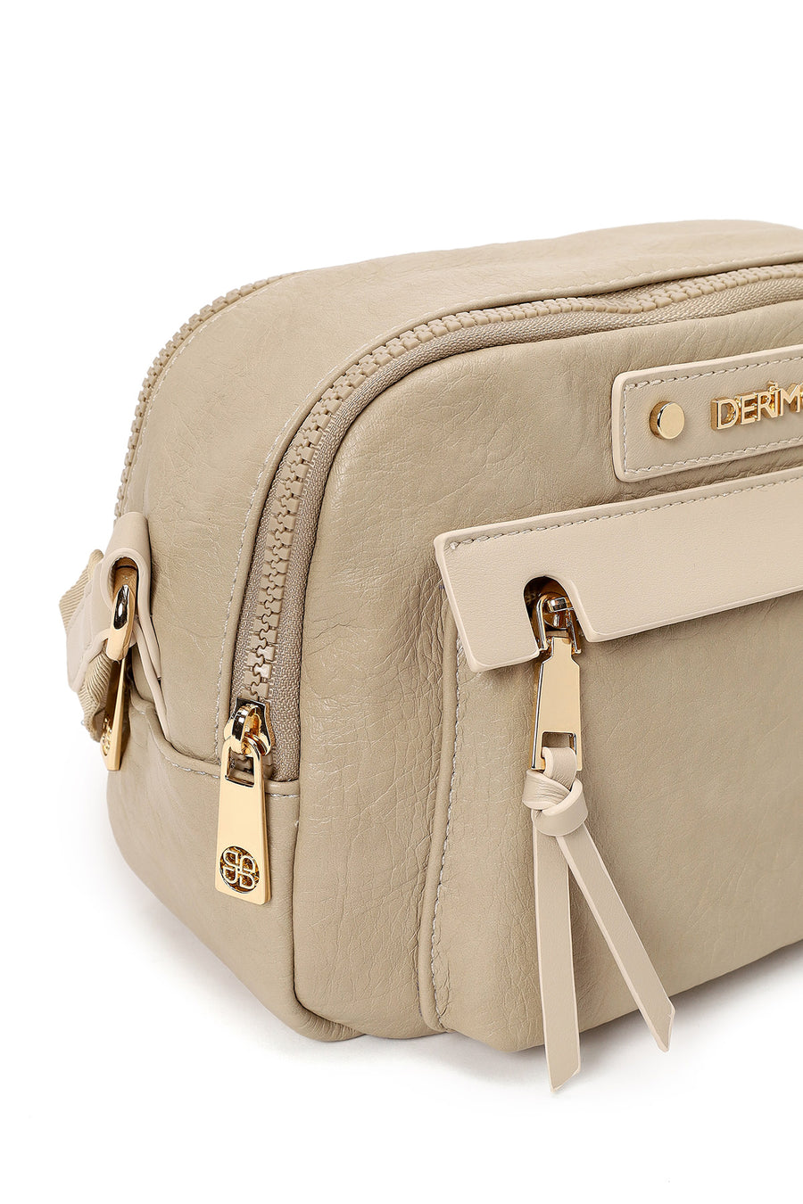 Woman Cream Long Strap Crossbody Bag