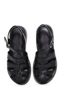 Women's Black Ankle Strap Leather Comfort Sandals | Derimod
