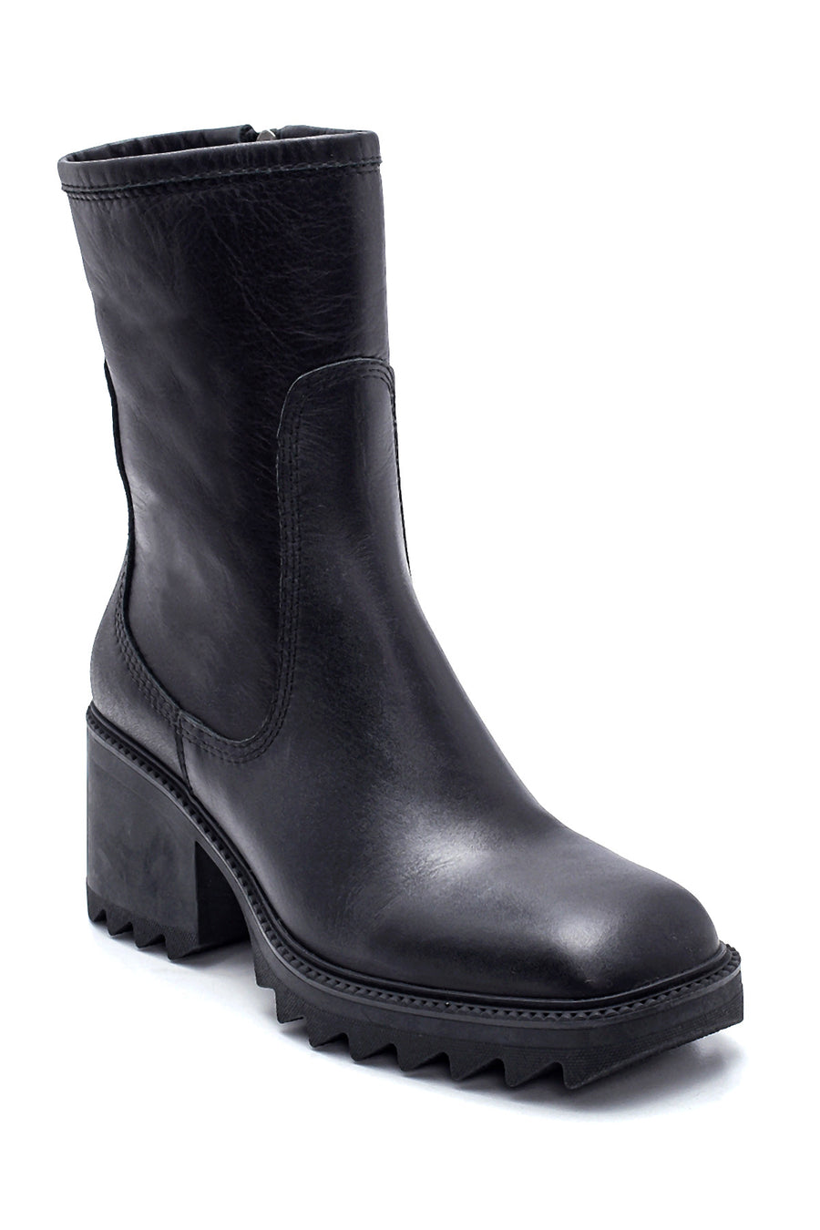 Women's Leather Zippered Heeled Boots