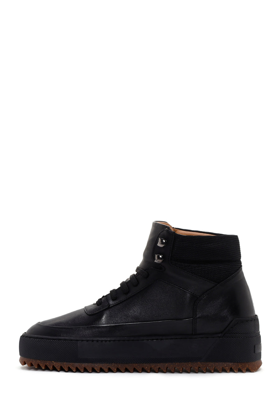 Men's Black Thick Soled Leather Sports Boots