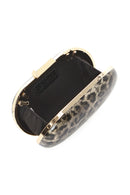 Women's Gold Leopard Pattern Long Strap Mini Clutch Evening Bag | Derimod
