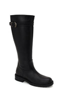 Woman Black Zip Closure Thick-Soled Leather Boot | Derimod