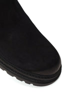 Male Black Thick-Soled Nubuck Leather Chelsea Boots | Derimod