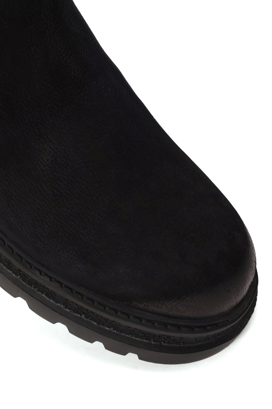 Male Black Thick-Soled Nubuck Leather Chelsea Boots
