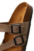 Women's Mink Nubuck Leather Buckle Slippers | Derimod