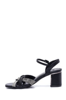 Women's Black Stone Thick Heeled Sandals | Derimod