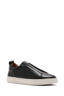 Male Black Leather Sneaker | Derimod