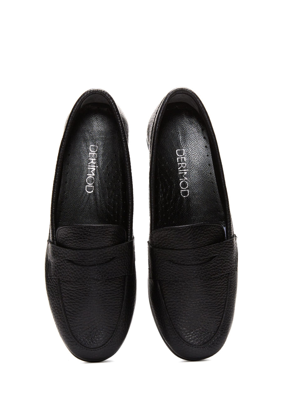 Women's Black Leather Comfort Loafers