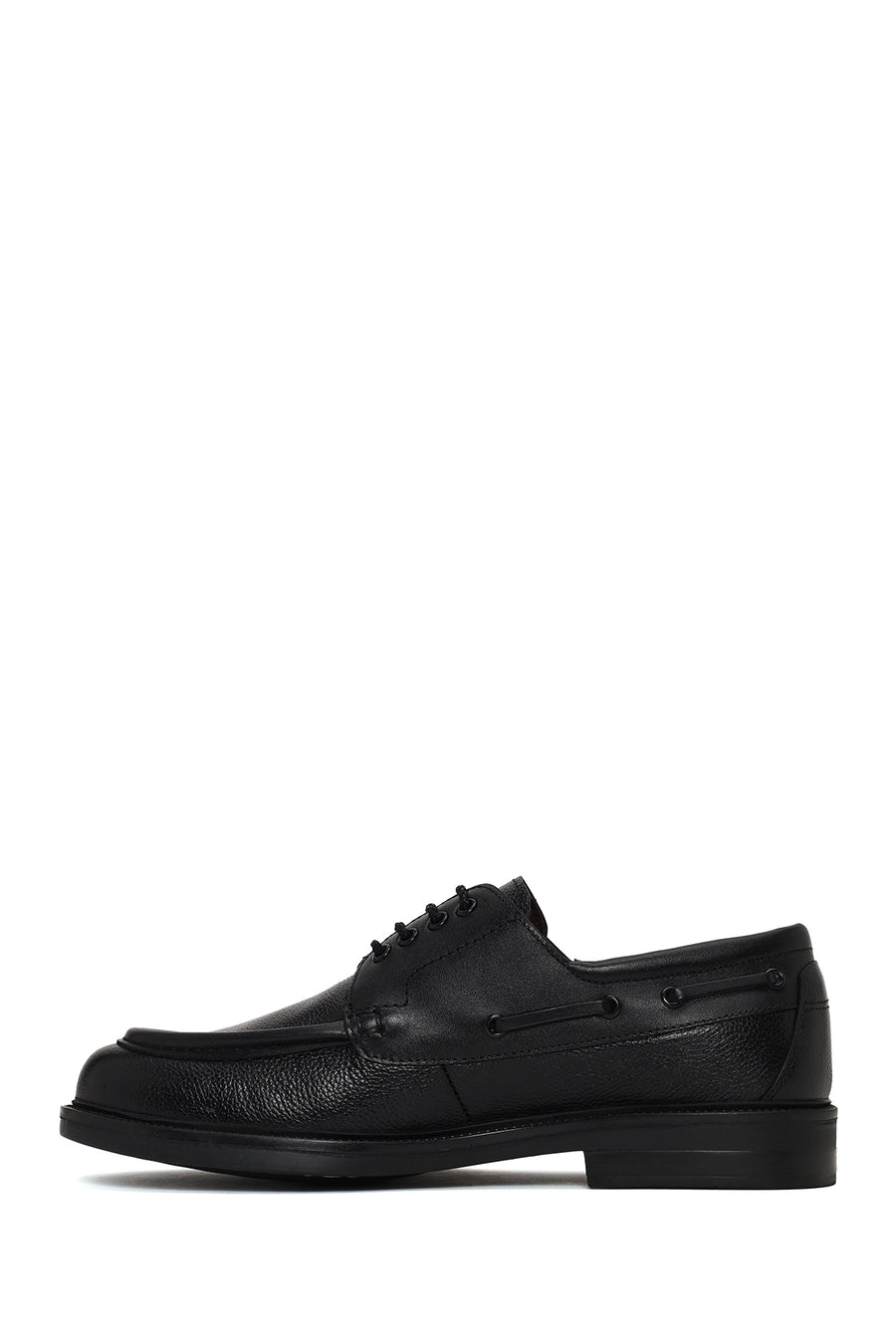 Male Black Lace-Up Thick-Soled Leather Casual Shoes