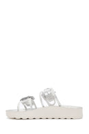 Women's Transparent Double Buckle Stone-Embellished Slippers | Derimod