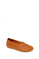 Woman Tan Leather Comfort Loafer | Derimod