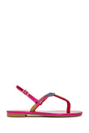 Women's Multicolored Ankle Strap Flip Flop Sandals with Stones | Derimod