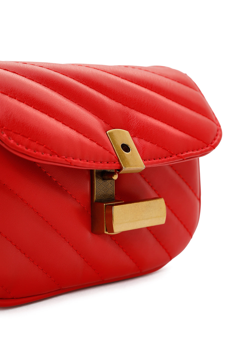 Women's Red Long Strap Quilted Crossbody Bag