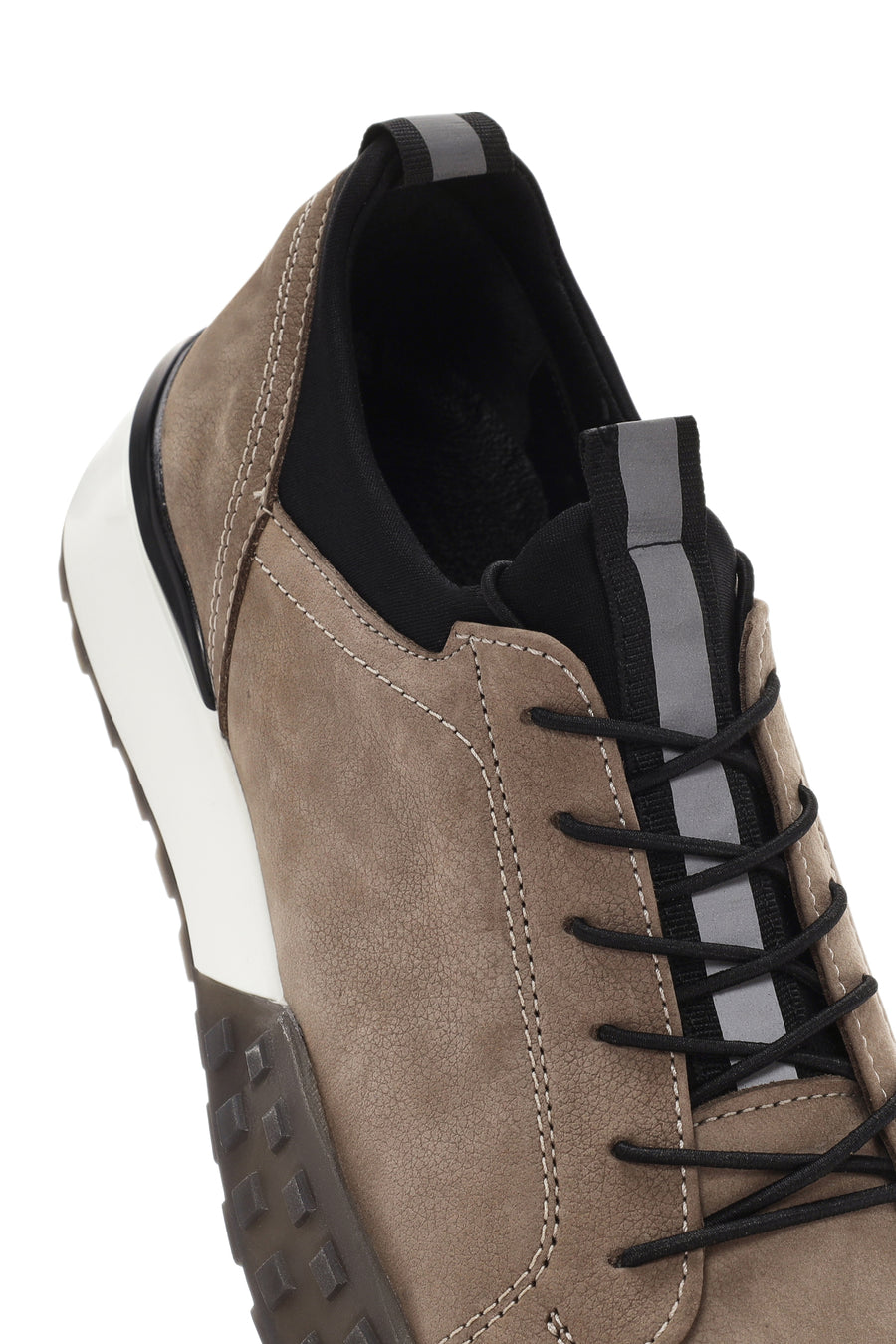Men's Beige Thick Sole Lace Up Leather Casual Sneaker