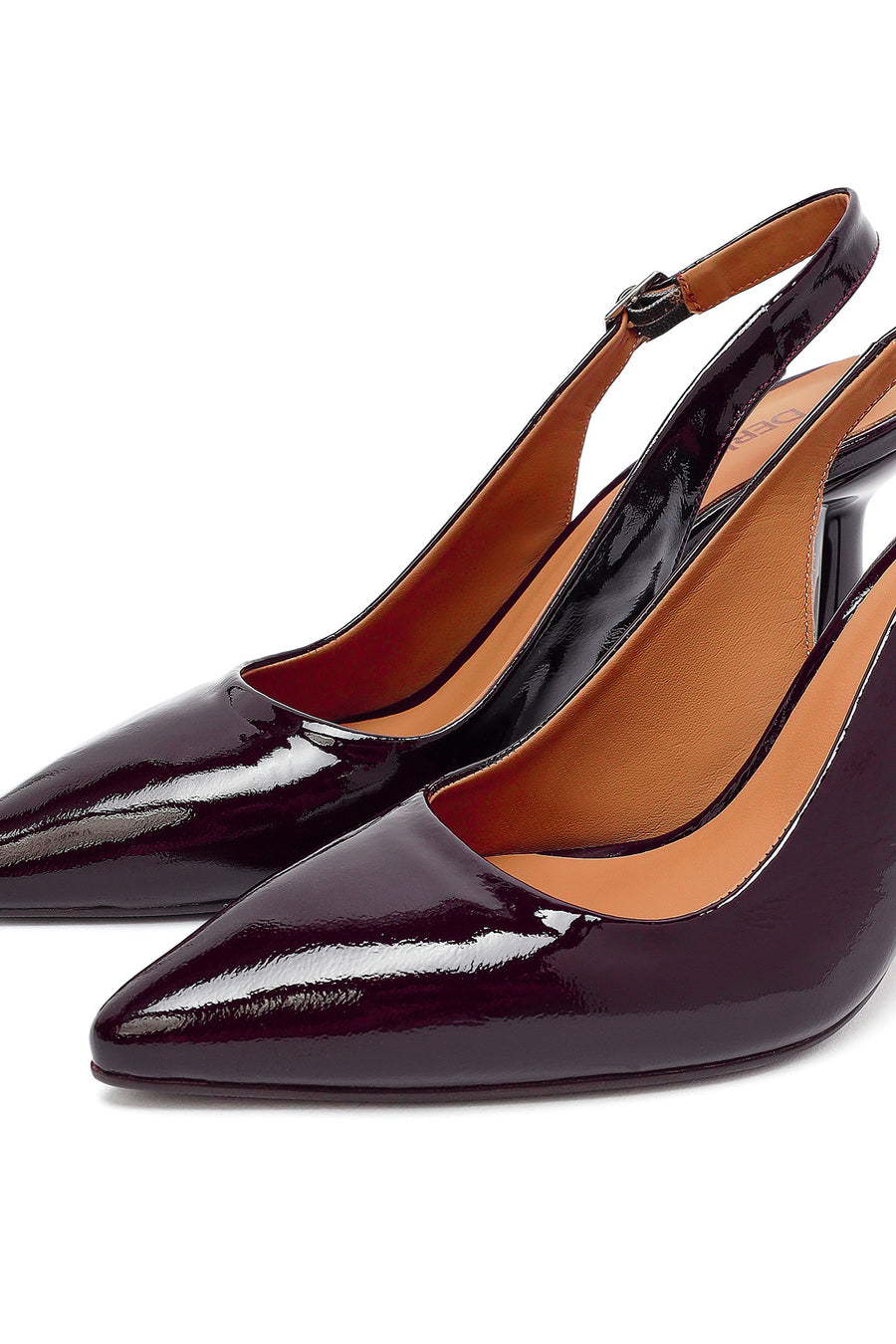 Woman Burgundy Open-Back Chunky-Heel Leather Shoes