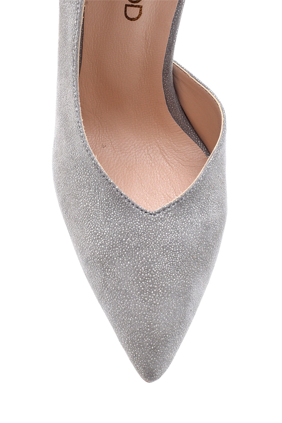 Women's Silvery Heeled Leather Shoes
