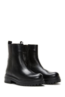 Women's Black Leather Zippered Thick Soled Boots | Derimod