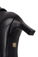 Woman Black Short Heeled Leather Boots | Derimod