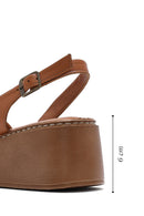 Women's Brown Thick Soled Leather Comfort Sandals | Derimod