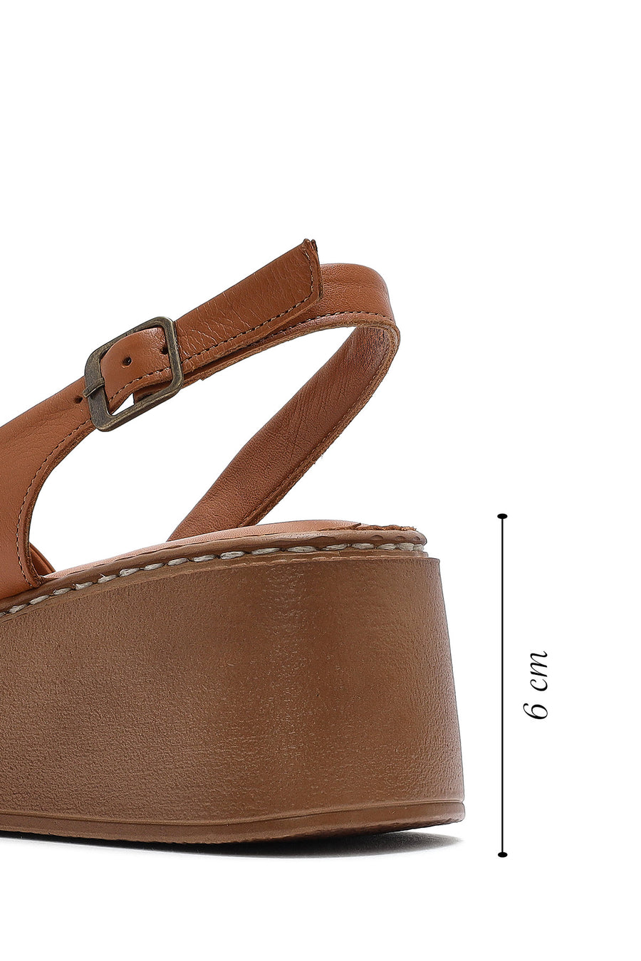Women's Brown Thick Soled Leather Comfort Sandals