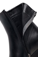 Woman Black Zip Closure Wedge-Heel Leather Boots | Derimod