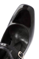 Women's Black Double Buckle Thick Heel Patent Leather Mary Jane Shoes | Derimod