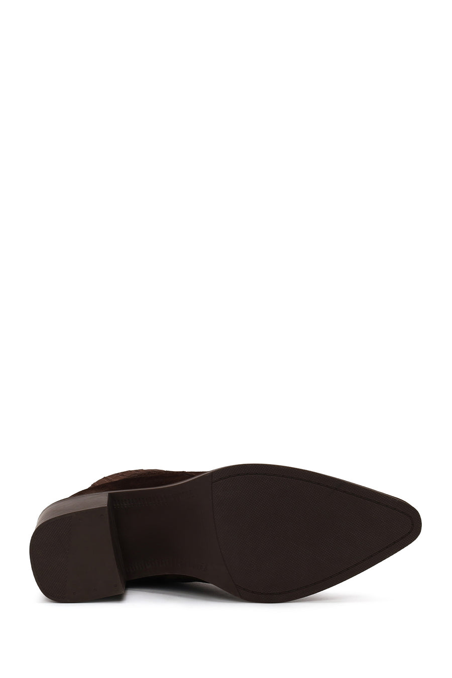 Woman Brown Zip Closure Chunky Heeled Suede Boots