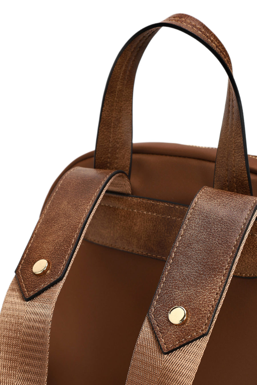 Woman Brown Fabric Backpack