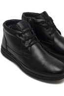 Male Black Zip Closure Leather Boots | Derimod