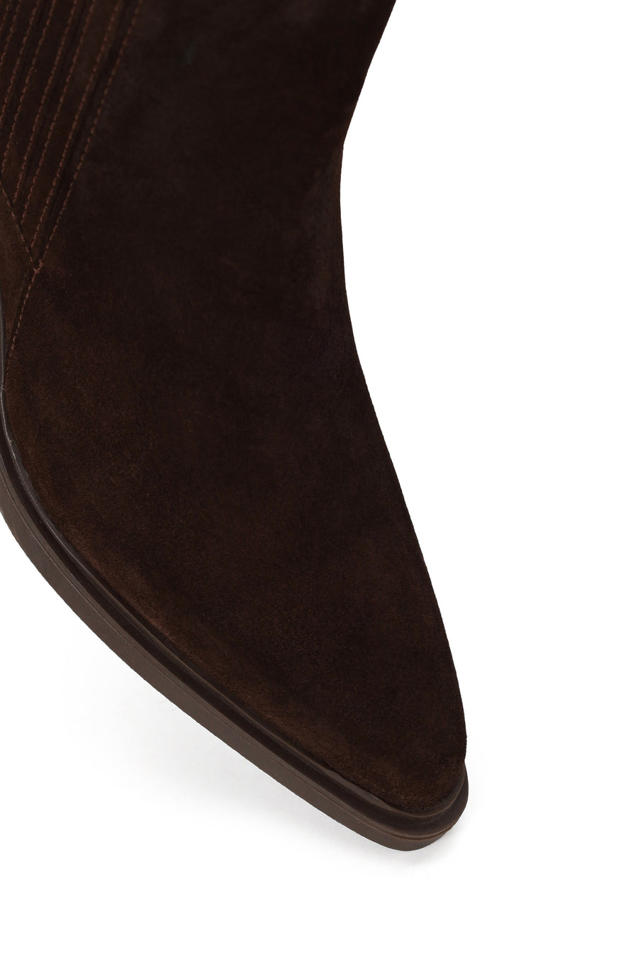Woman Brown Zip Closure Chunky Heeled Suede Boots