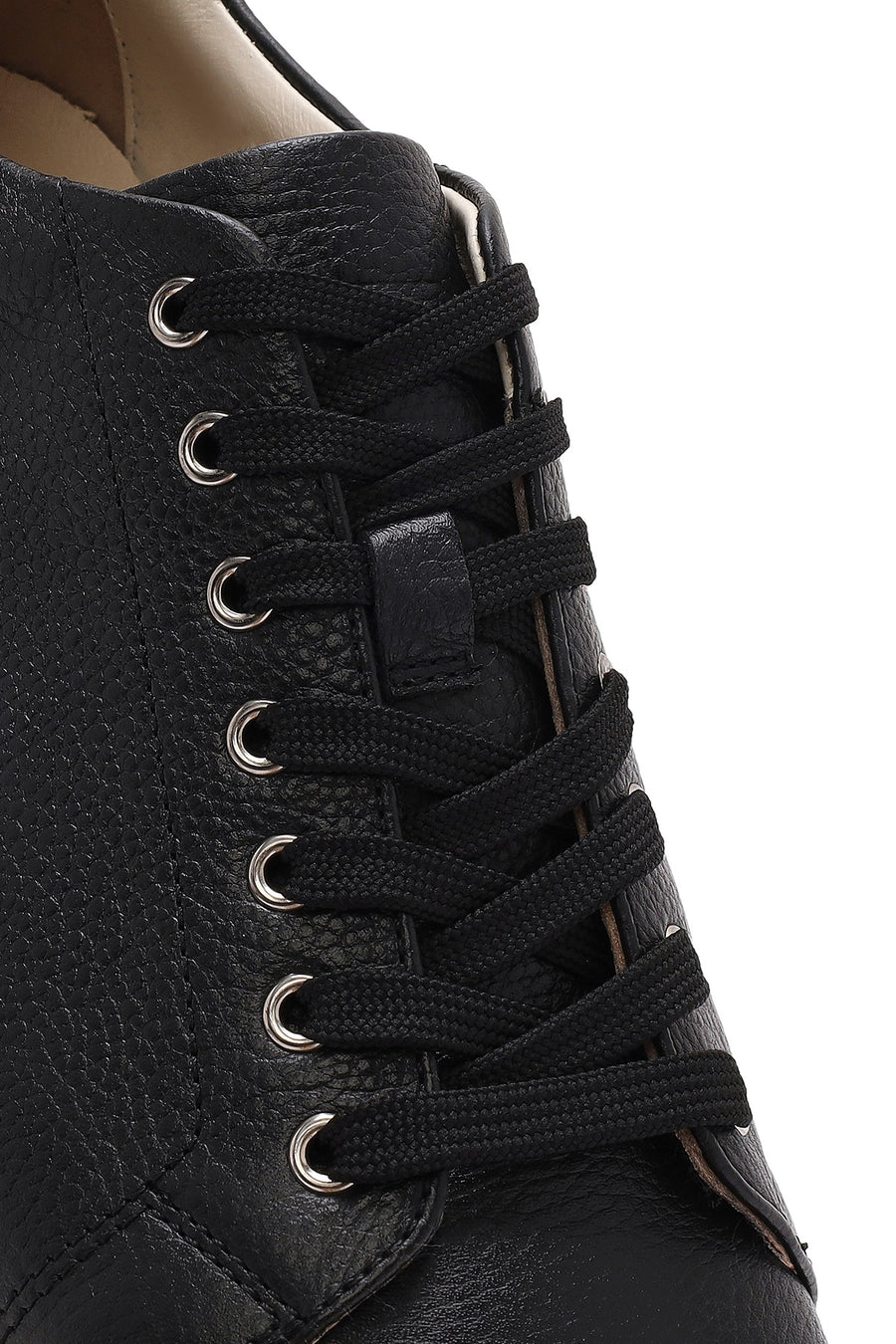 Men's Black Lace-up Leather Sneaker