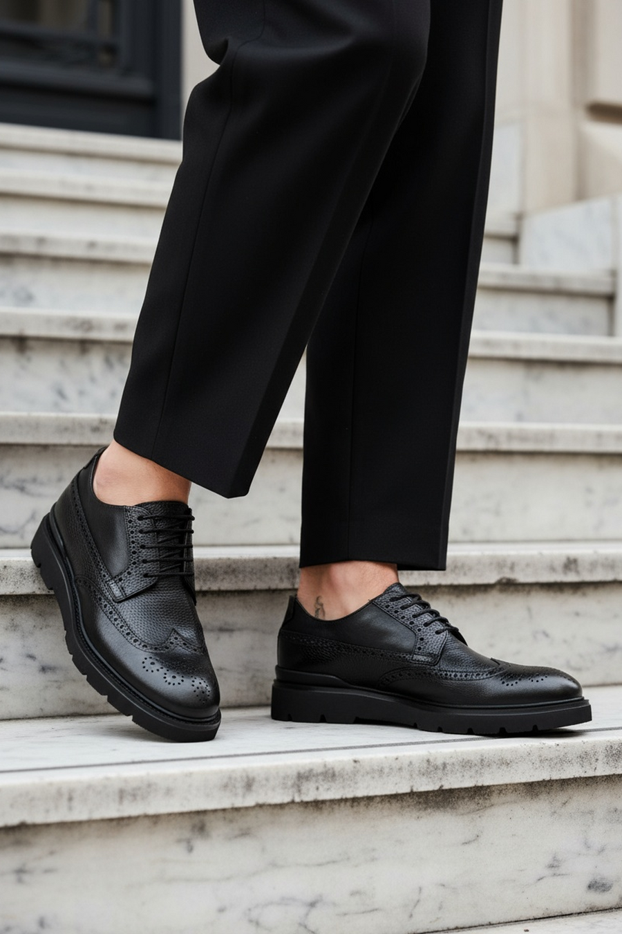 Men's Black Lace Up Leather Casual Shoes