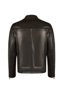 Musiala Male Black Slim-Fit Leather Jacket | Derimod