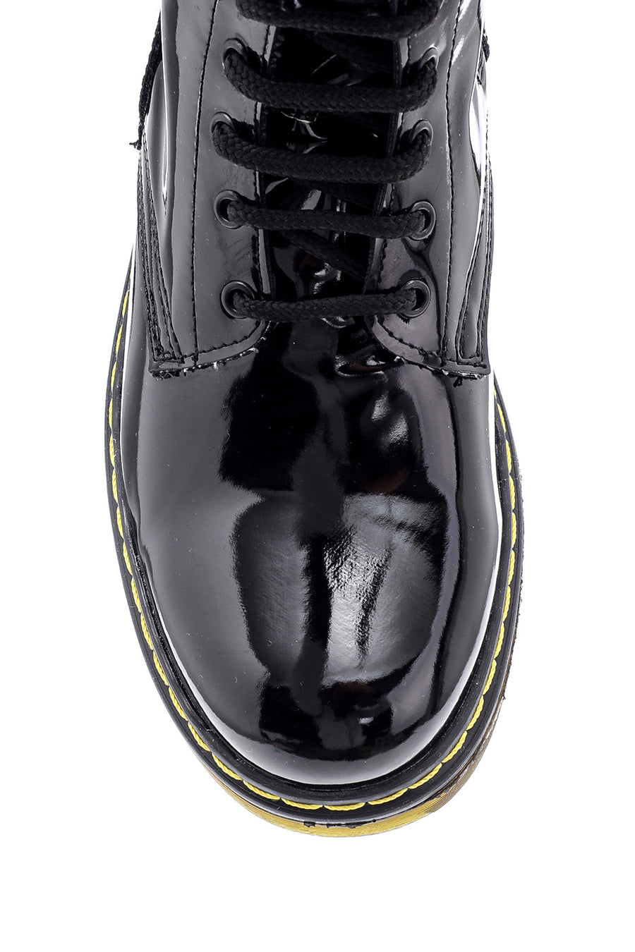 Women's Patent Leather Lace Up Boots