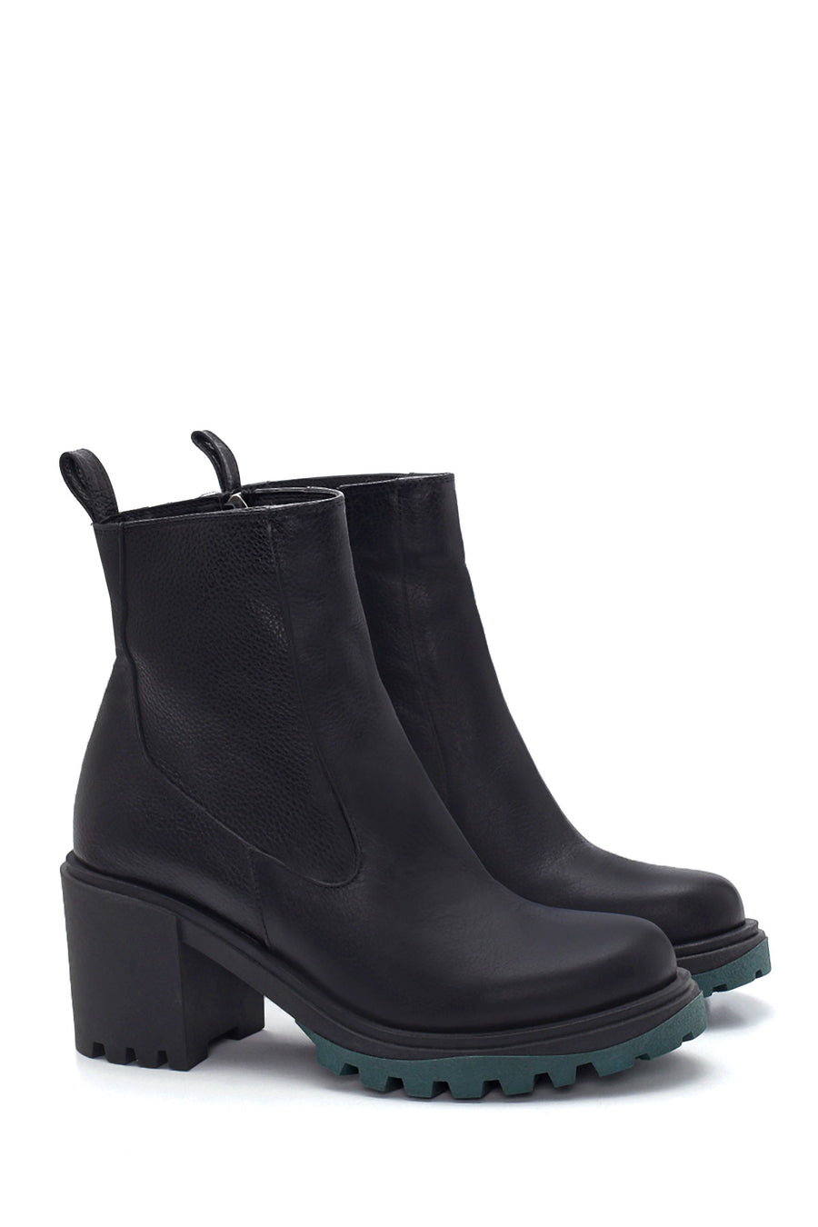 Women's Leather Zippered Heeled Boots