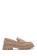 Kadın Bej Deri Süet Maskülen Loafer | Derimod
