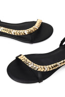 Woman Black Stone-Embellished Sandal | Derimod