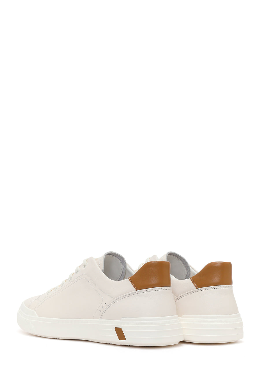 Erkek Beyaz Bağcıklı Deri Sneaker