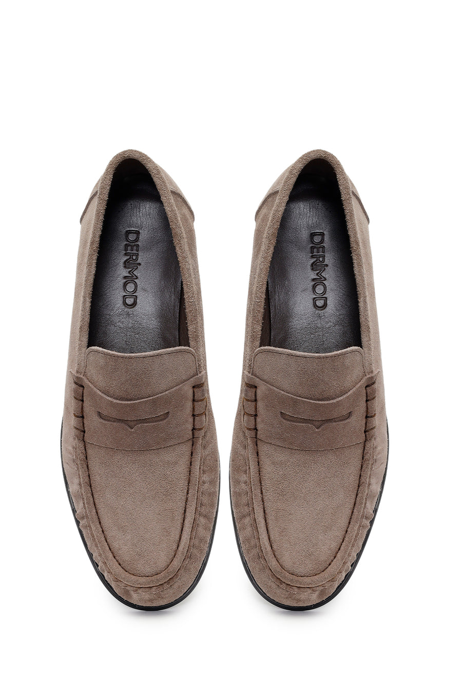 Erkek Gri Süet Deri Casual Loafer