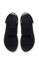 Women's Black Strapped Thick-Soled Fabric Sandals | Derimod