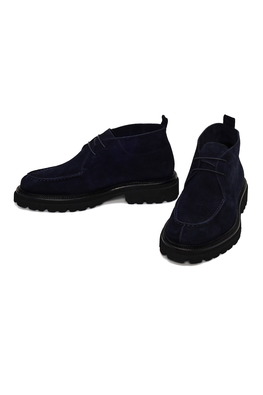 Male Navy Blue Lace-up Suede Casual Boots