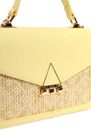 Women's Yellow Long Strap Patterned Shoulder Bag | Derimod