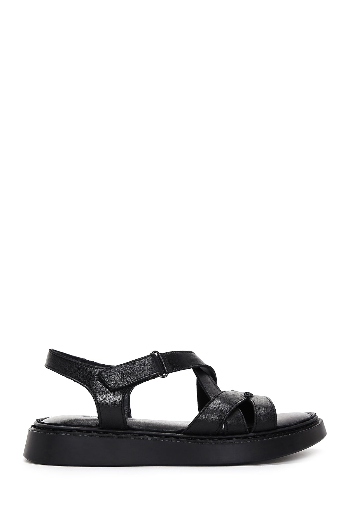 Women's Black Ankle Strap Leather Comfort Sandals 24SFD340718 | Derimod