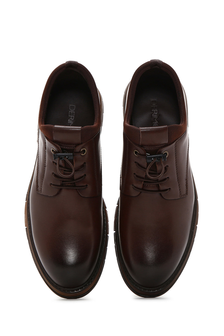 Men's Brown Leather Casual Shoes with Socks