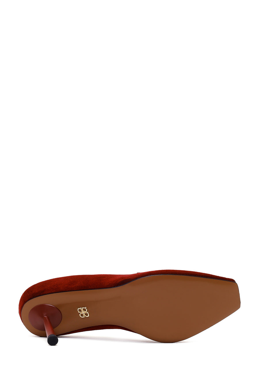 Woman Burgundy Thin Heeled Suede Shoes